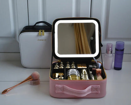 👜 COSMETIQUERA CON ESPEJO + LUZ LED