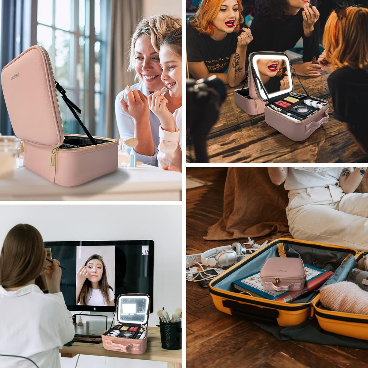 👜 COSMETIQUERA CON ESPEJO + LUZ LED