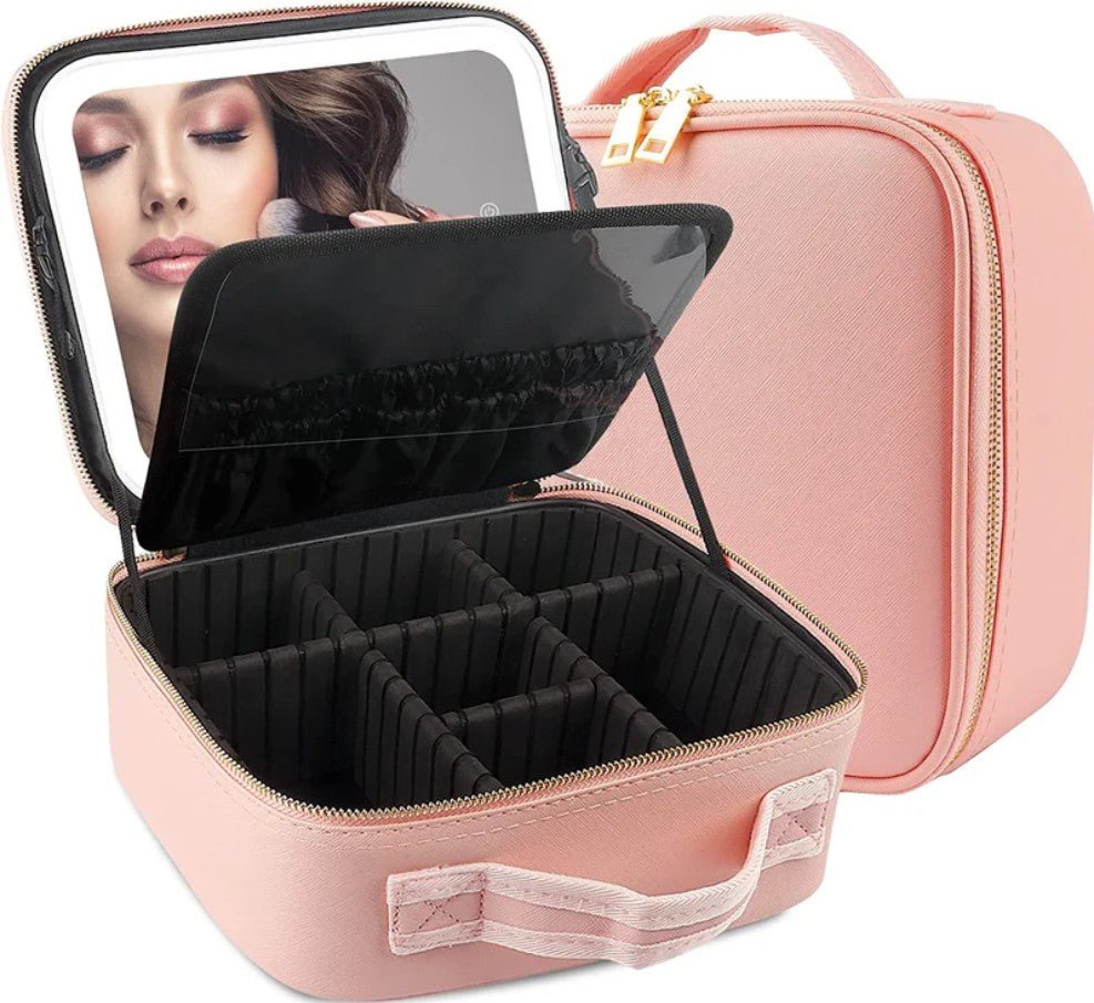 👜 COSMETIQUERA CON ESPEJO + LUZ LED